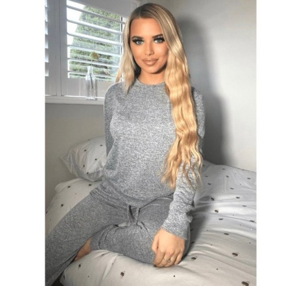 Gray Long Sleeve Top and High Waist Joggers Jogger Pants Two Piece Set - Picture 7 of 10